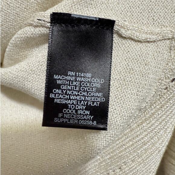 Liz Claiborne Career Metallic Open Front Cardigan Sweater Beige Women’s Medium - Picture 9 of 13